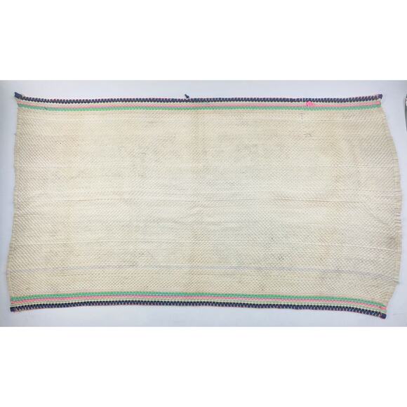 Vintage 70's Flower Power Groovy Rag Throw Rug 44"x24" Granny Core Wall Art Blue - Picture 2 of 12